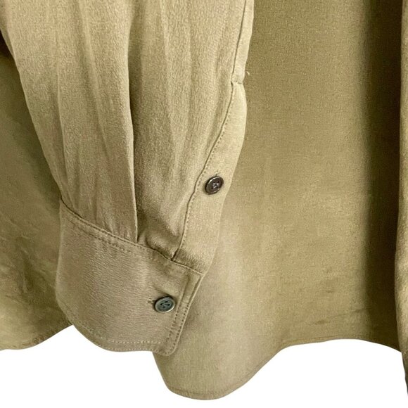 THEORY Damaris Summer Silk Tunic • Long Sleeve Mandarin Collar • L • Light Olive - Picture 15 of 16